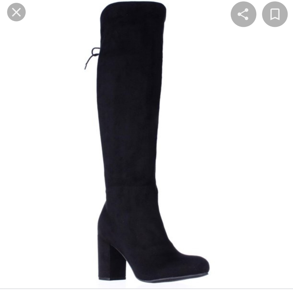 Black suede tall heel boots